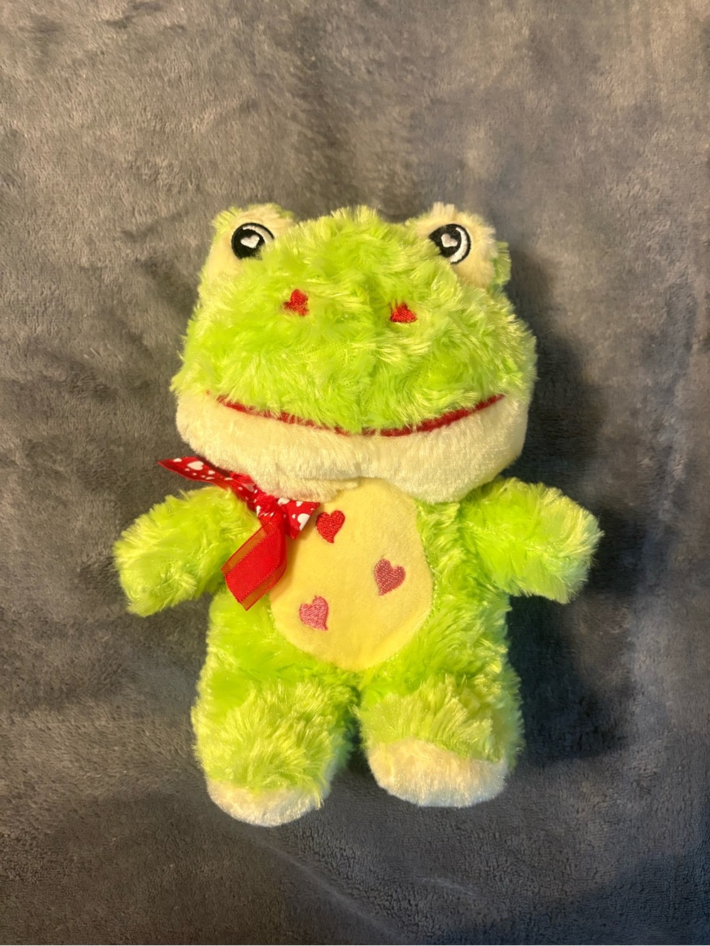 Green Plush Frog Stuffed Toy with Heart Accents - Kids Toy
